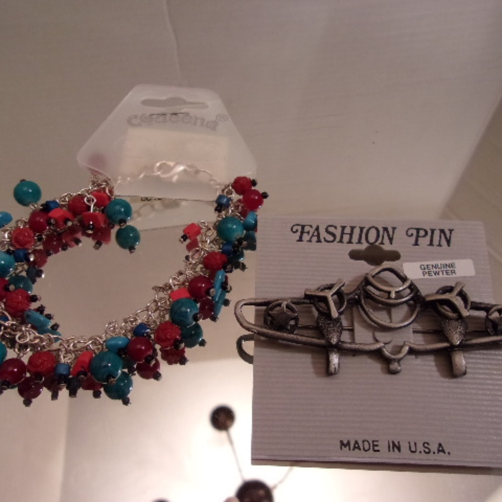 NWT AIRPLANE BROOCH & CODEENA BRACELET RETAIL $20